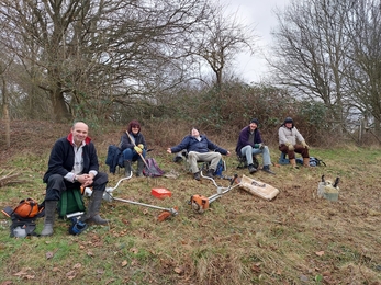 Volunteers at Sevenoaks with brushcutters