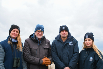 Rethink Sea Link podcast crew standing at Pegwell Bay
