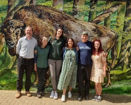 Representatives from Kent Wildlife Trust and Wildwood Trust with artist Mark Antony