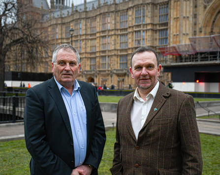 Alistair Driver and Evan Bowen-Jones outside the houses of parliament