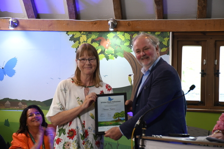 Joanne Turpin receiving her wilder kent volunteer award