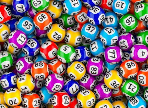 A range of colourful lottery number balls