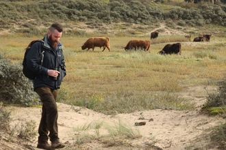 Paul Hadaway at the Dutch bison project, photo credit Evan Bowen-Jones