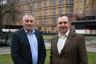 Alistair Driver and Evan Bowen-Jones outside the houses of parliament