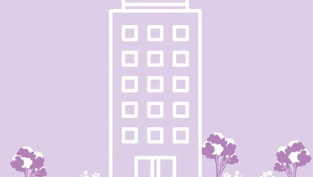 People working together for nature around a building