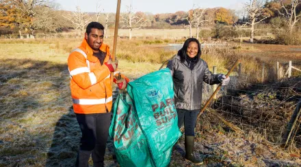 Volunteering outdoors at Bough Beech Education Centre
