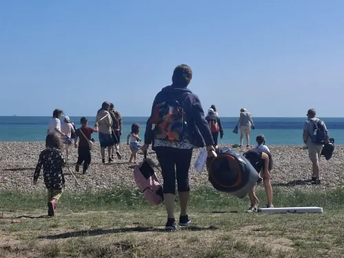 People taking part in beach clean