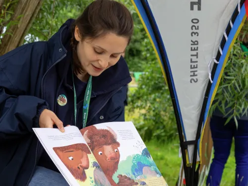 A person reading a storybook