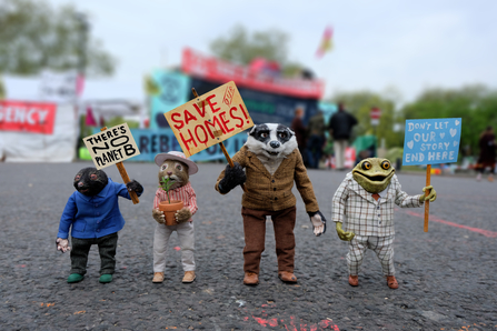 Ratty, Mole, Badger & Toad protest